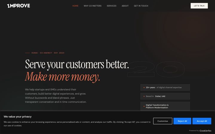 Screenshot of improveyourcx.com