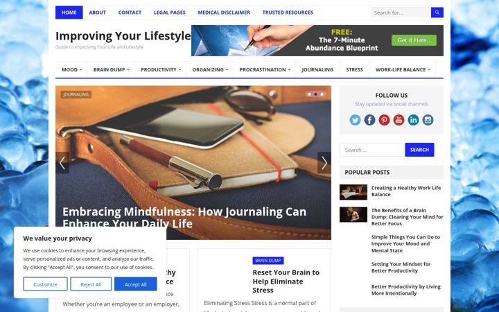 Ekrānuzņēmums no improvingyourlifestyle.com