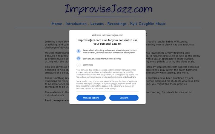 Screenshot of improvisejazz.com