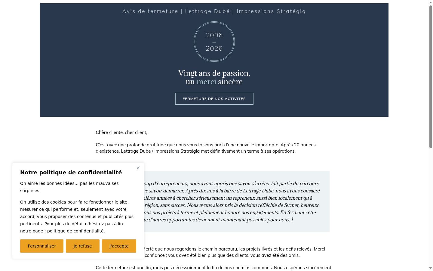 Screenshot del banner di consenso mostrato prima di qualsiasi interazione