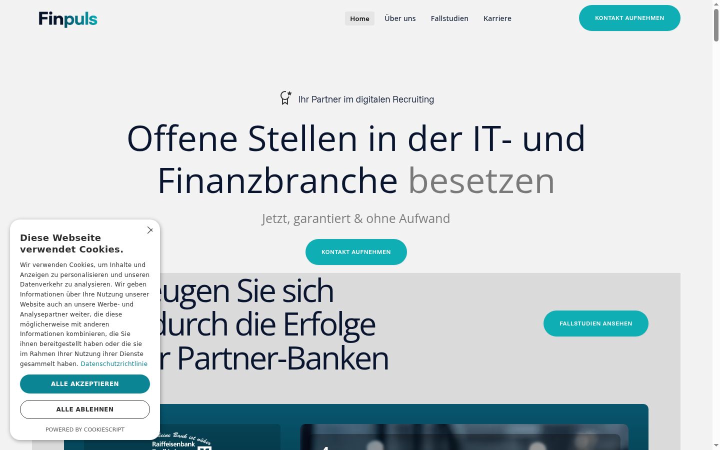 Screenshot del banner di consenso mostrato prima di qualsiasi interazione