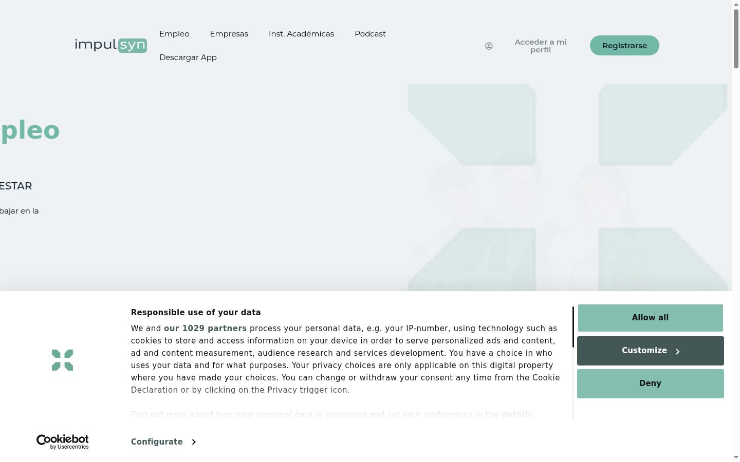 Screenshot van de toestemmingsbanner zoals getoond vóór enige interactie