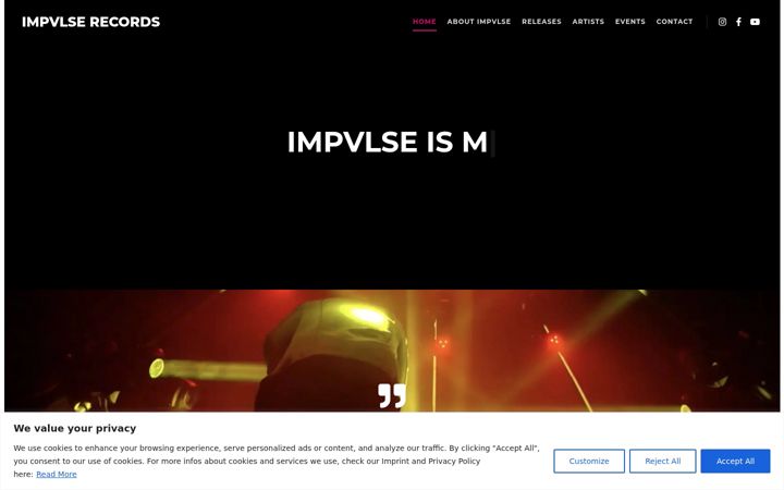 Screenshot of impvlse-records.com