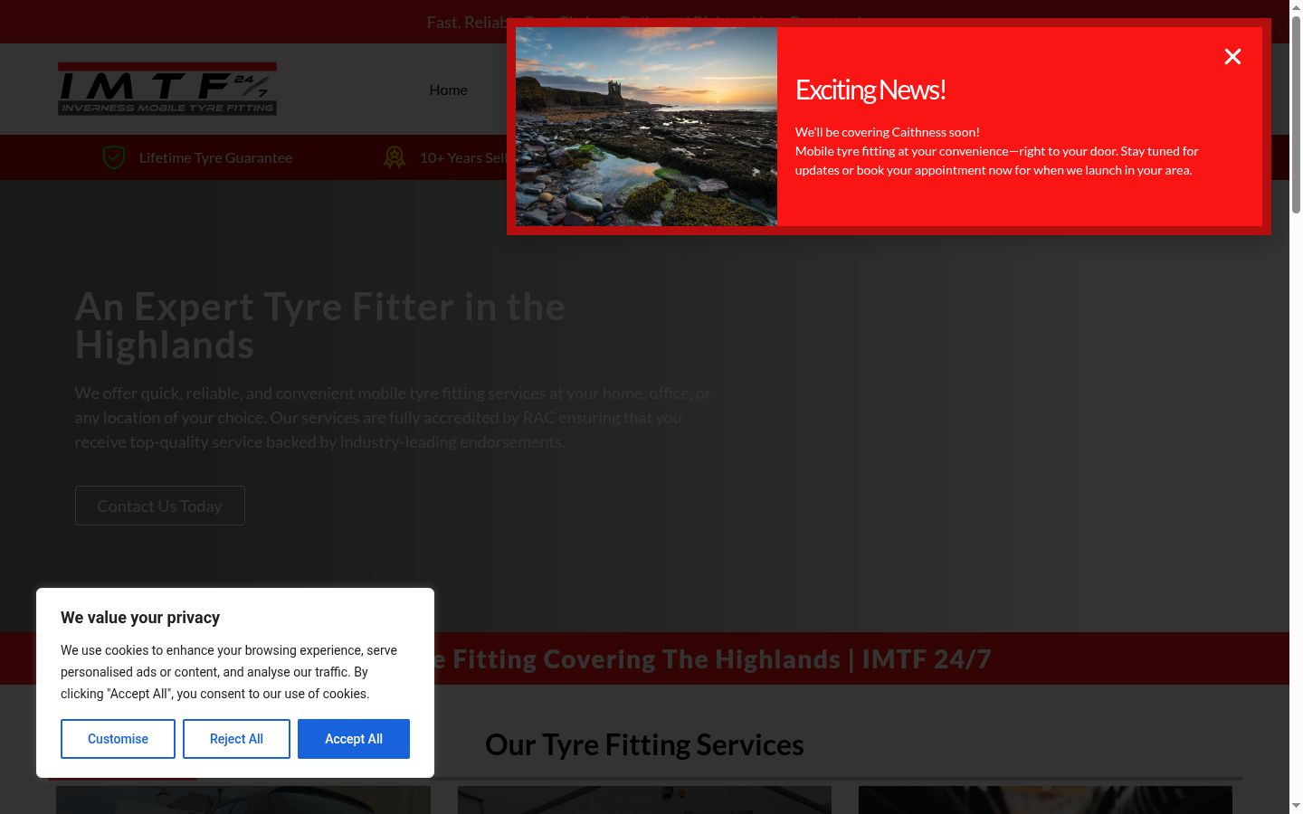 Screenshot of the consent banner shown before any interaction