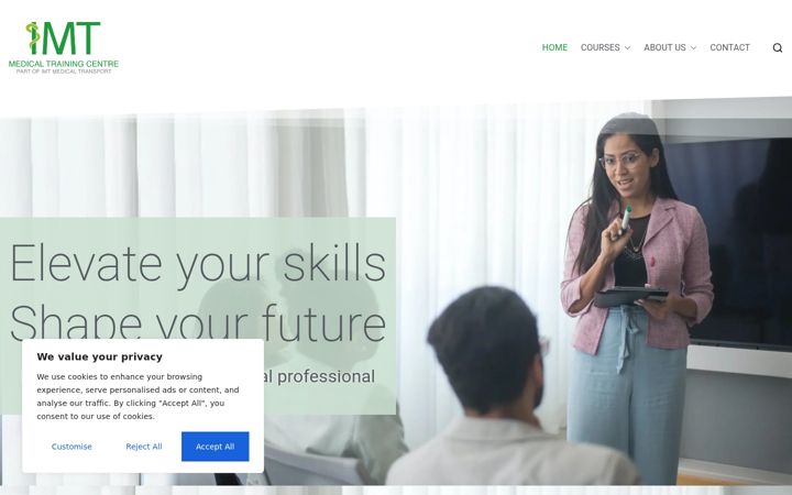 Screenshot of imtmedicaltraining.co.uk