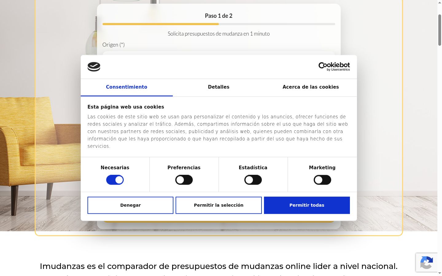 Screenshot of the consent banner shown before any interaction