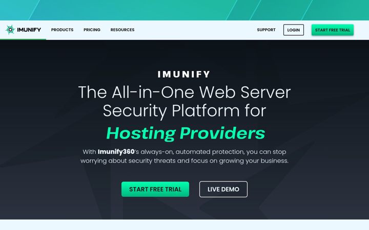 Zrzut ekranu imunify360.com