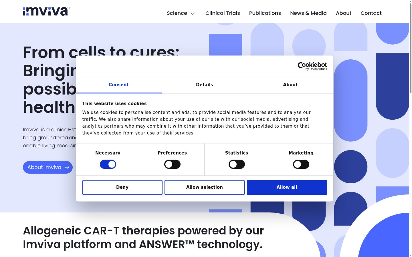 Screenshot of the consent banner shown before any interaction