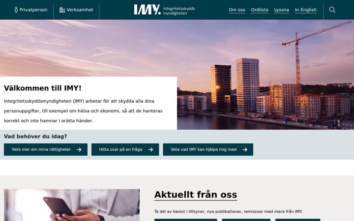 Screenshot of imy.se