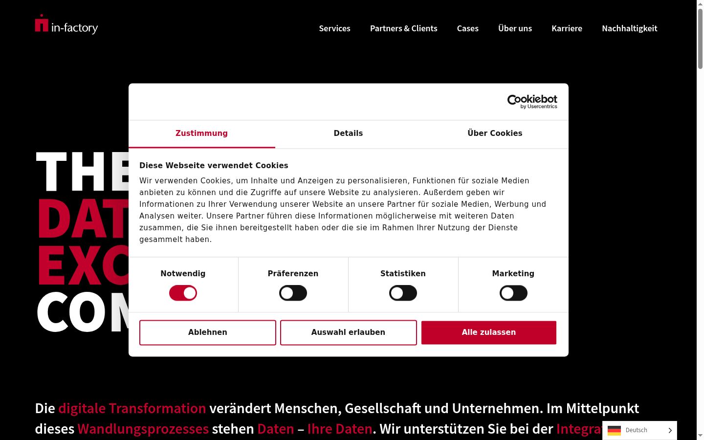 Screenshot of the consent banner shown before any interaction
