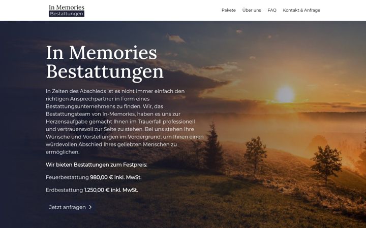 Snímek obrazovky in-memories.de