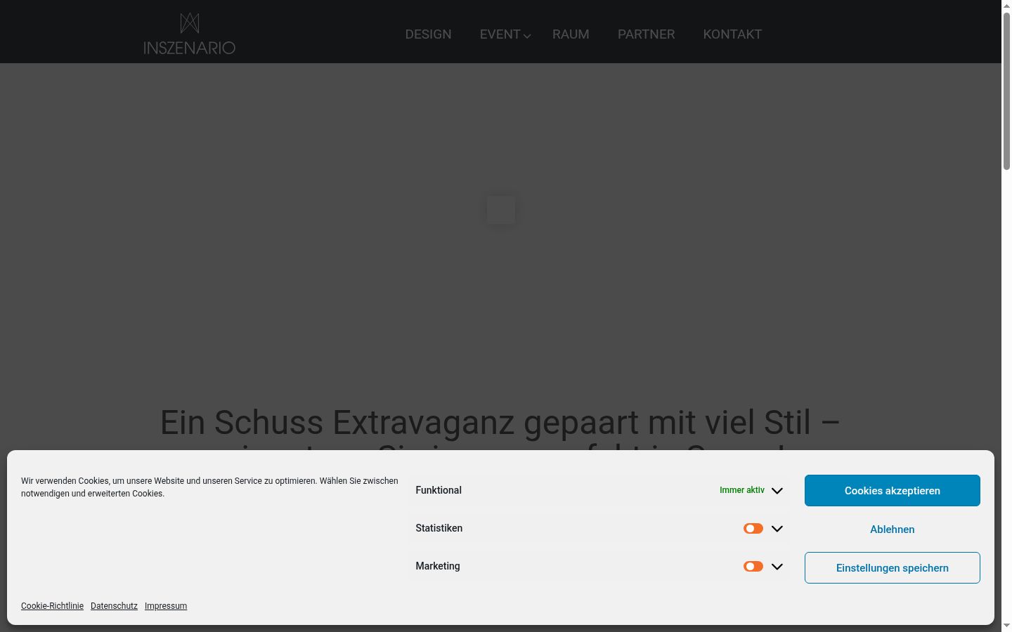 Screenshot des Einwilligungsbanners vor jeglicher Interaktion