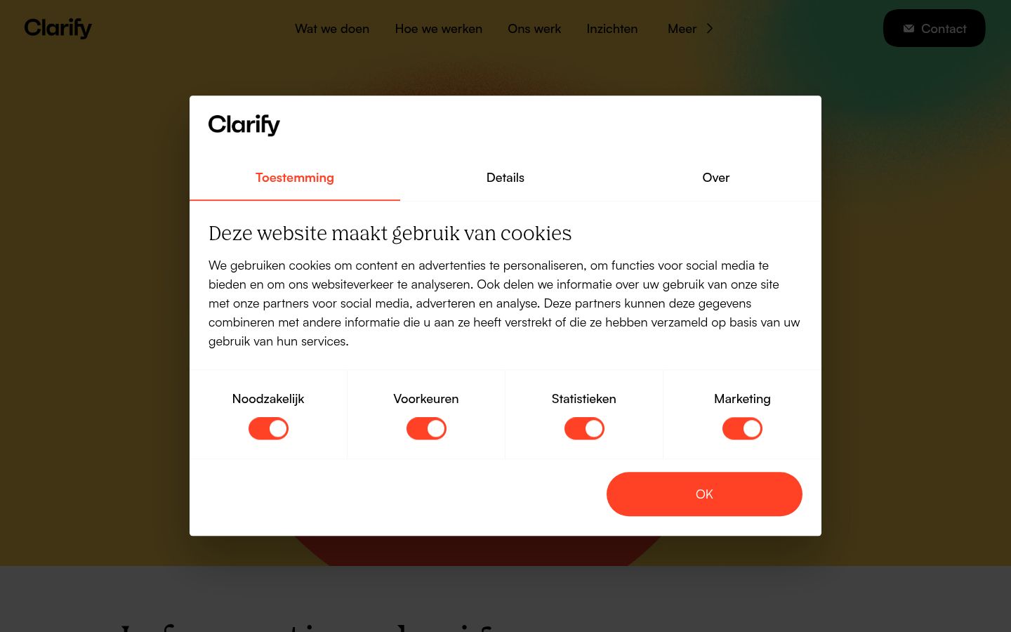 Screenshot of the consent banner shown before any interaction