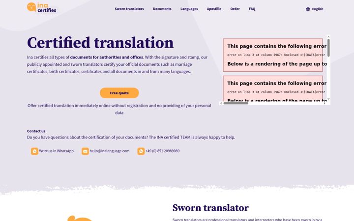 Screenshot of ina-certifies.com
