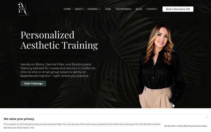 Screenshot of inaestheticstraining.com