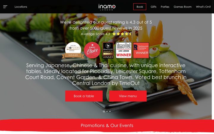 Screenshot of inamo-restaurant.com