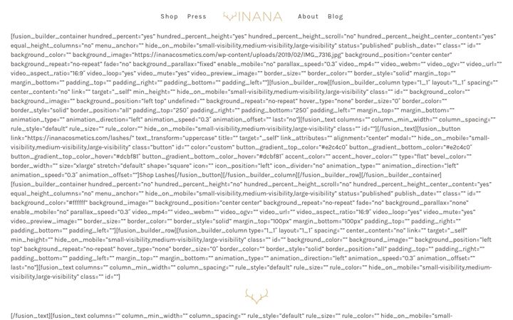 Screenshot of inanacosmetics.com