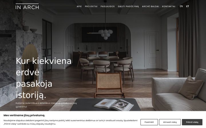 Posnetek zaslona inarch.lt