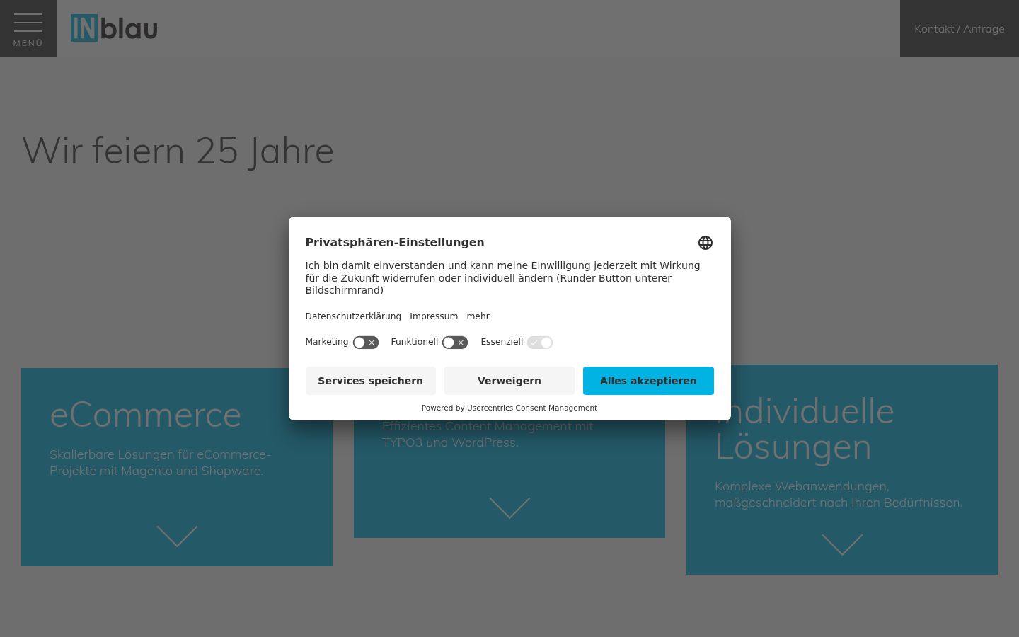 Screenshot del banner di consenso mostrato prima di qualsiasi interazione
