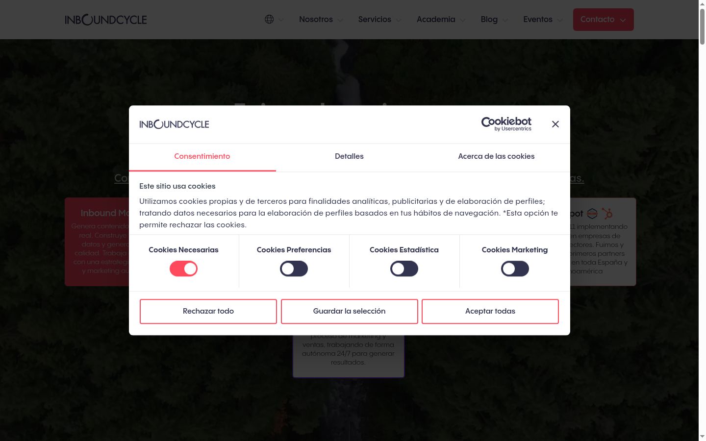 Snímek obrazovky baneru souhlasu zobrazeného před jakoukoli interakcí