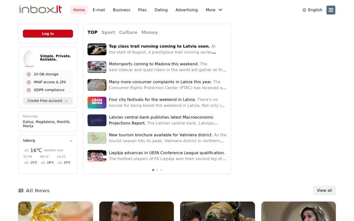Screenshot of inbox.lt