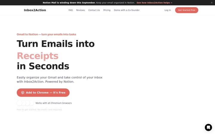 Skærmbillede af inbox2action.com