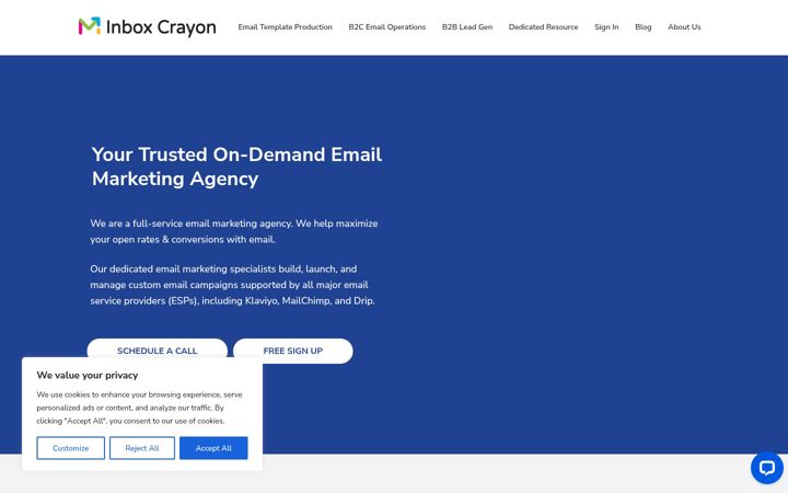 Screenshot of inboxcrayon.com