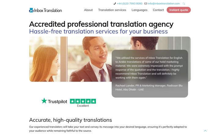 Screenshot of inboxtranslation.com