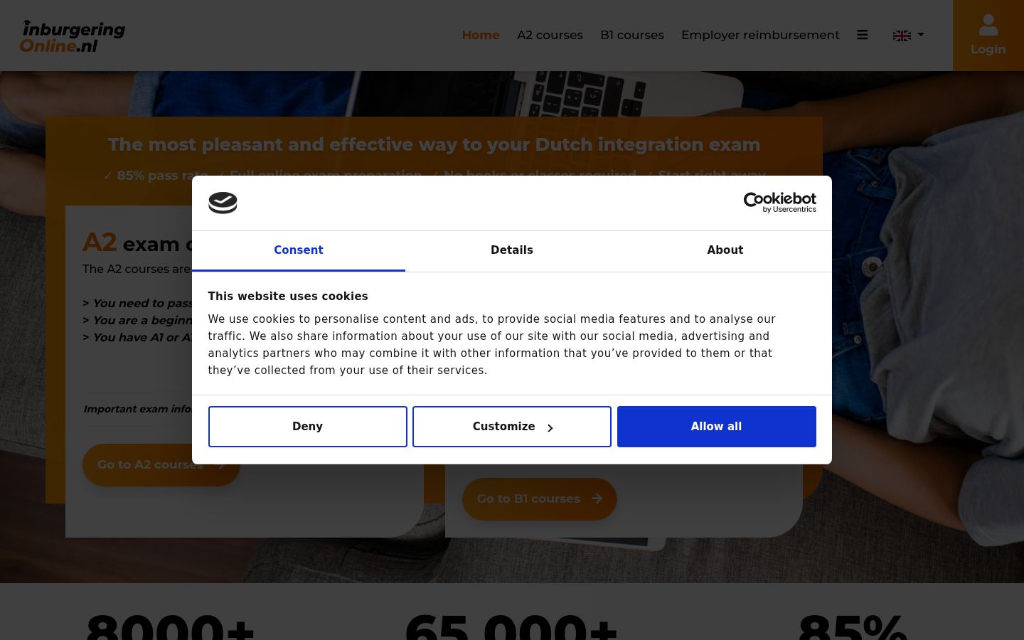 Sutikimo reklamjuostės, rodytos prieš bet kokią sąveiką, ekrano kopija