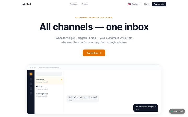 Screenshot of inbx.bot