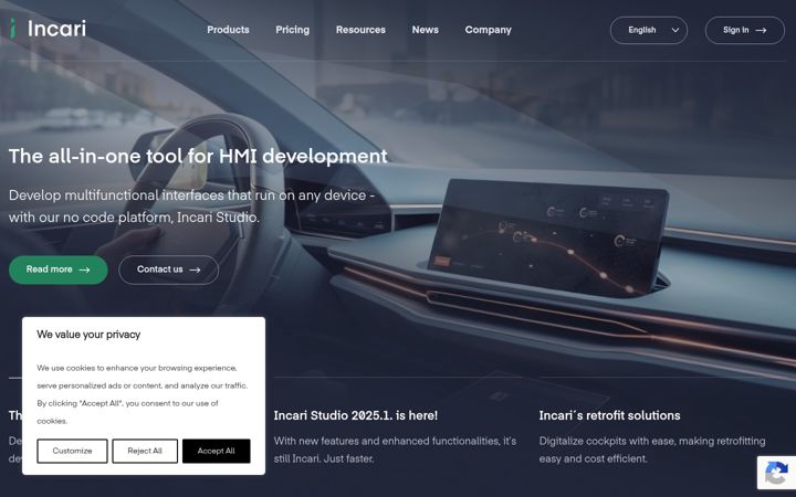 Screenshot of incari.com