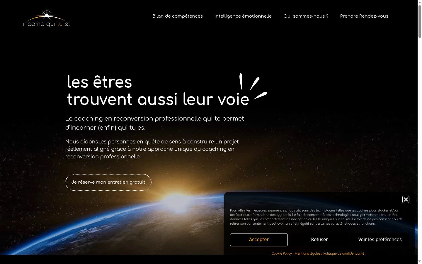 Screenshot del banner di consenso mostrato prima di qualsiasi interazione