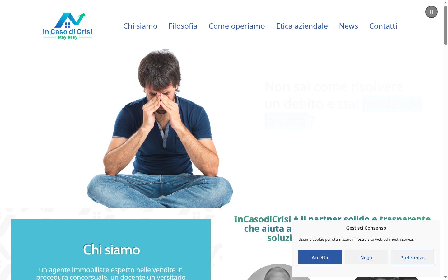 Screenshot del banner di consenso mostrato prima di qualsiasi interazione