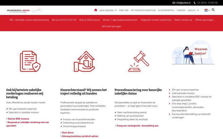 Screenshot of incassobureaujustice.nl