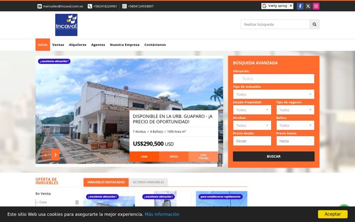 Screenshot of incaval.com