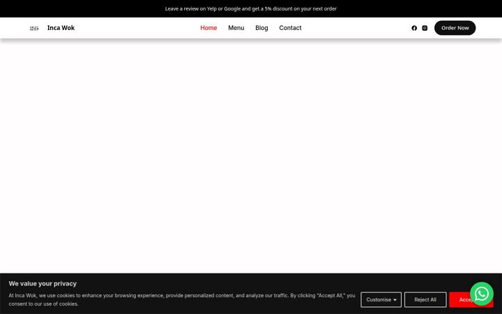 Screenshot of incawokfood.com