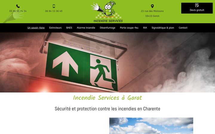 Screenshot of incendie-services.fr