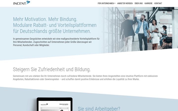 Screenshot of incent.de