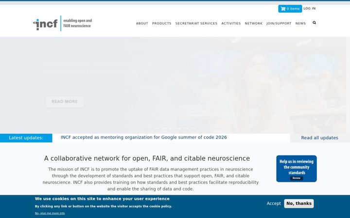 Screenshot of incf.org