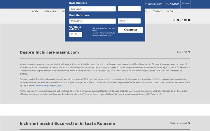Screenshot of inchirieri-masini.com