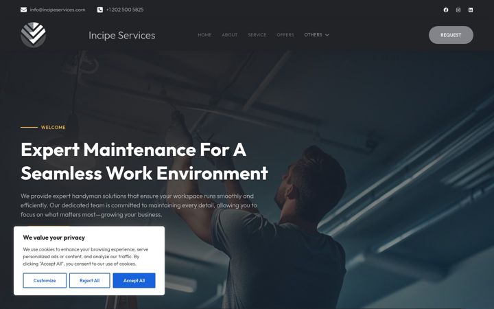 Screenshot of incipeservices.com