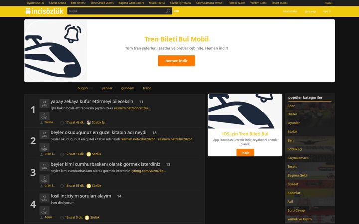 Screenshot of incisozluk.co