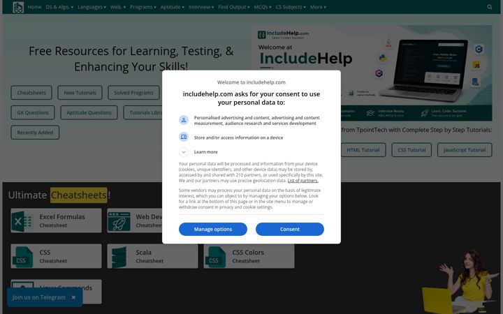 Screenshot of includehelp.com