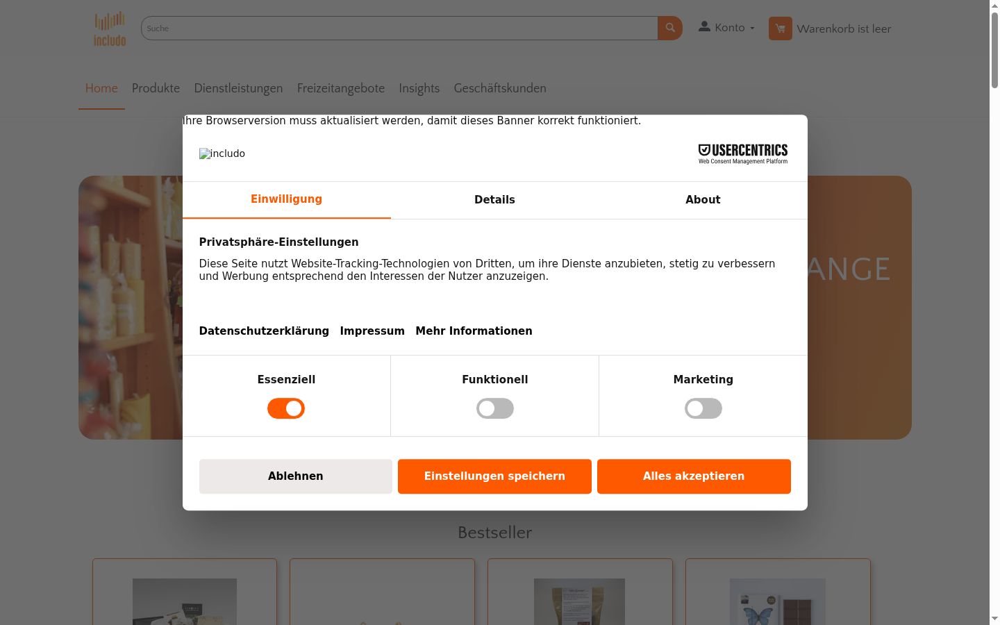 Zrzut ekranu banera zgody wyświetlanego przed jakąkolwiek interakcją