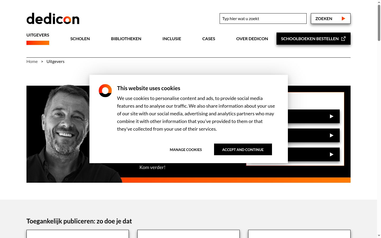 Skärmbild av samtyckesbannern som visades före någon interaktion