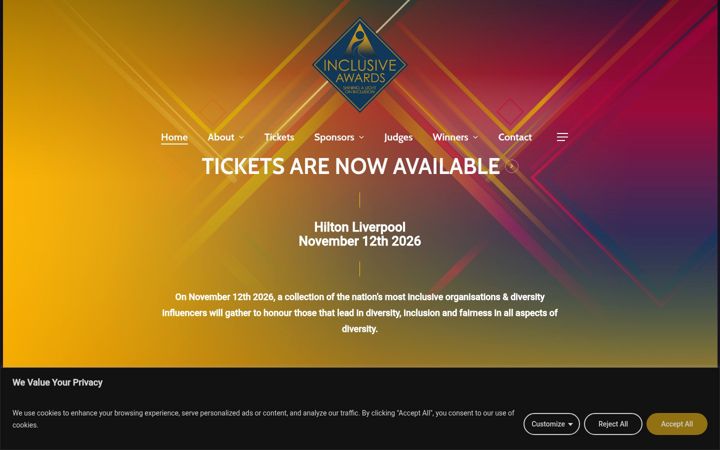 Screenshot of inclusiveawards.co.uk