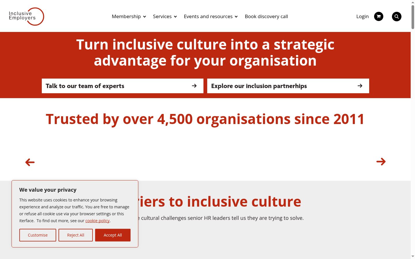 Screenshot of the consent banner shown before any interaction