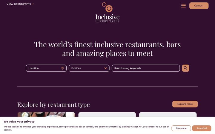 Screenshot of inclusiveluxurytable.com
