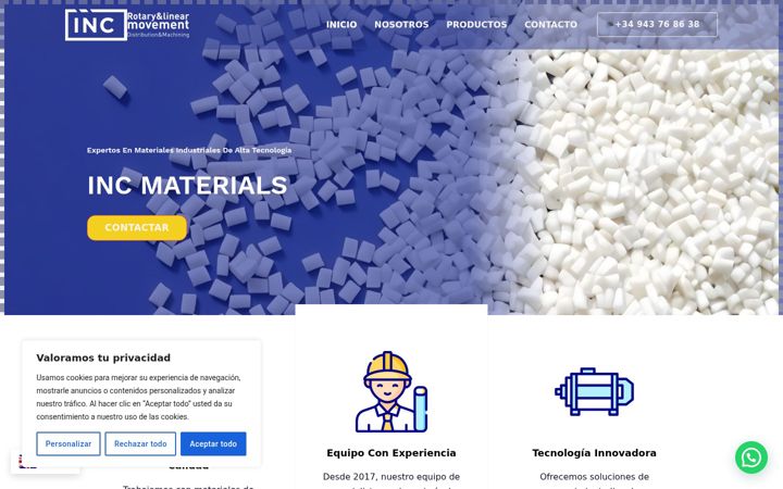 Screenshot of incmaterials.com