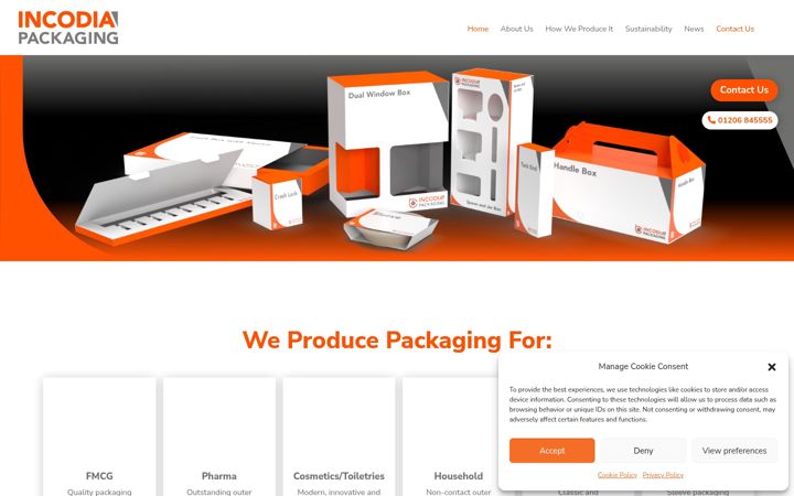Screenshot of incodiapackaging.co.uk